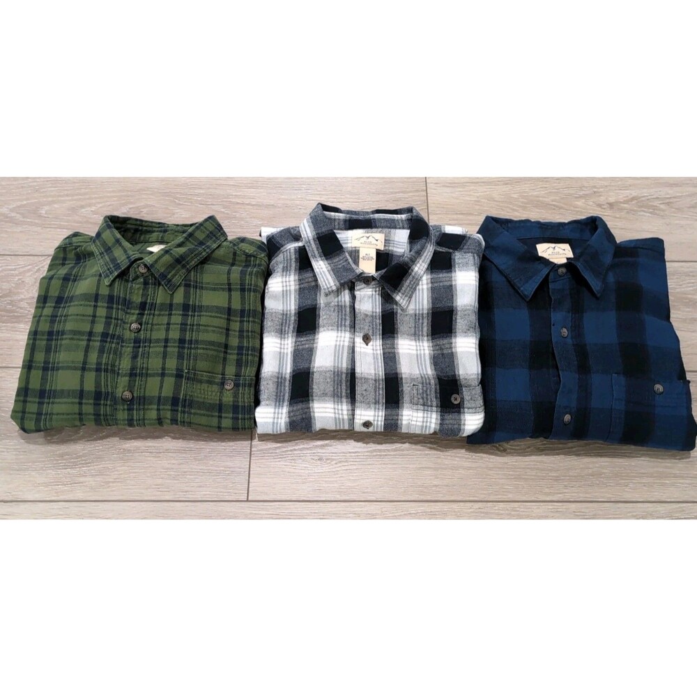 BLUE MOUNTAIN MENS PLAID LIGHTWEIGHT FLANNEL LONG SLEEVE SHIRTS SZ XLT Lot of 3